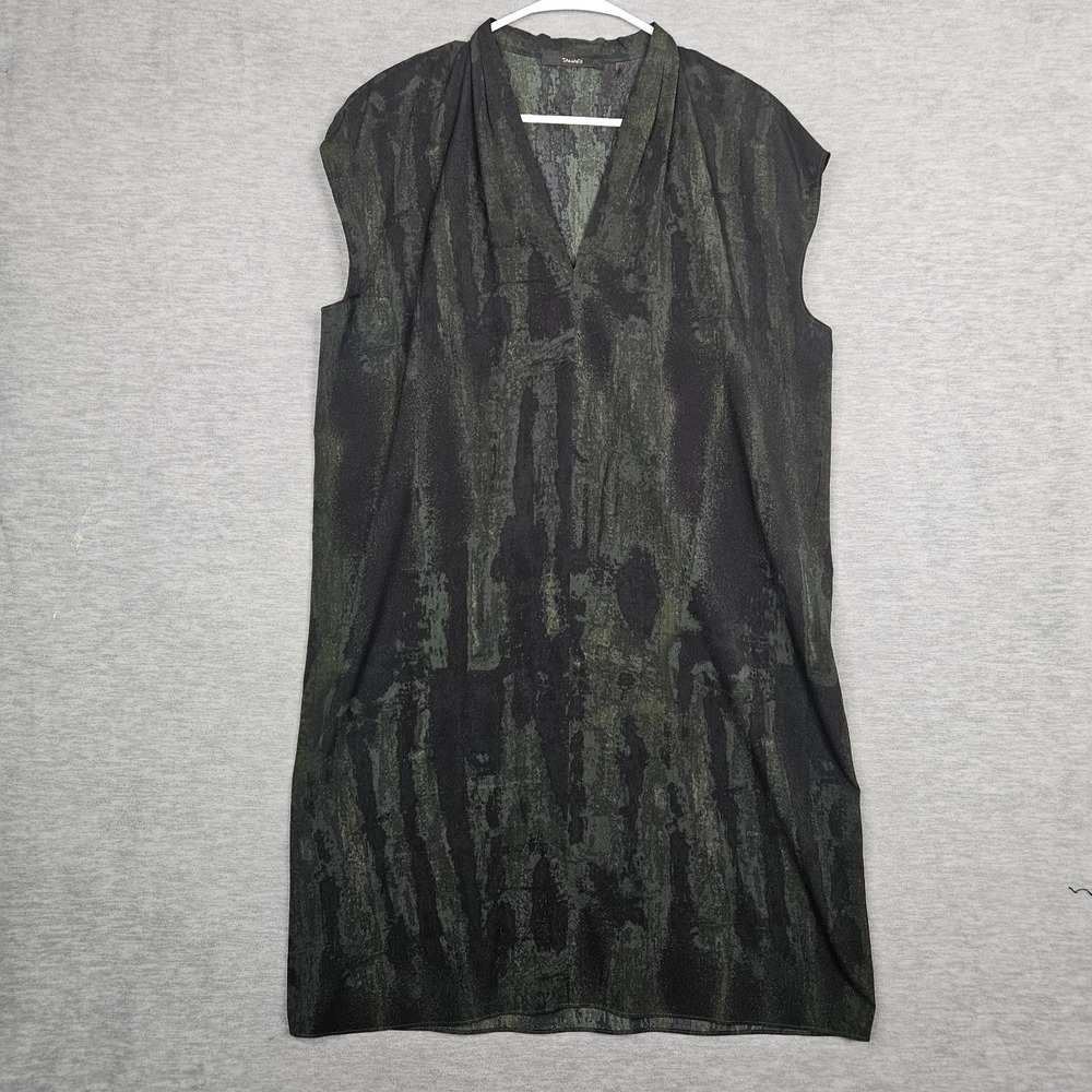 TAHARI Women's V-neck Cap Sleeve Dark Green Dress Size L